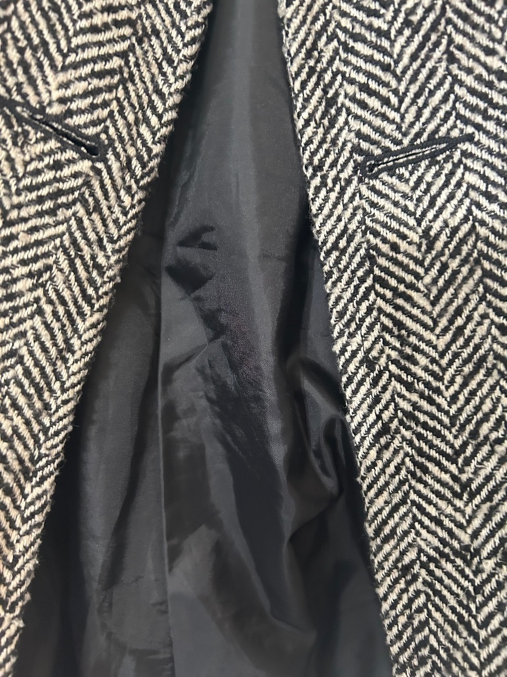 I.B Diffusion Women’s Vintage Black & White Herringbone Wool-Blend Peacoat-Large - Picture 11 of 12